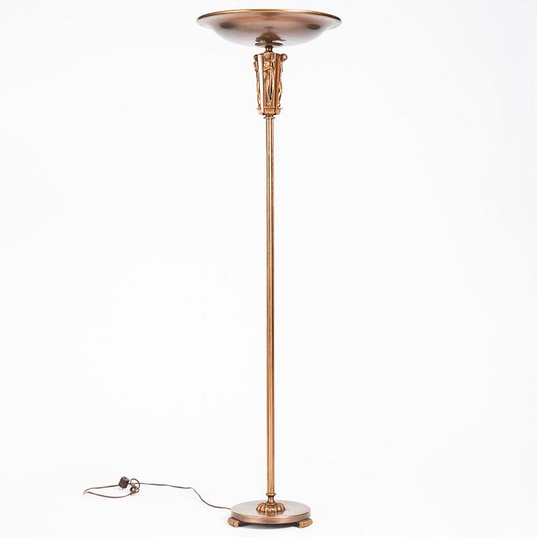 Atelier Torndahl, attributed to, a Swedish Grace brass uplight, 1930-1940s.