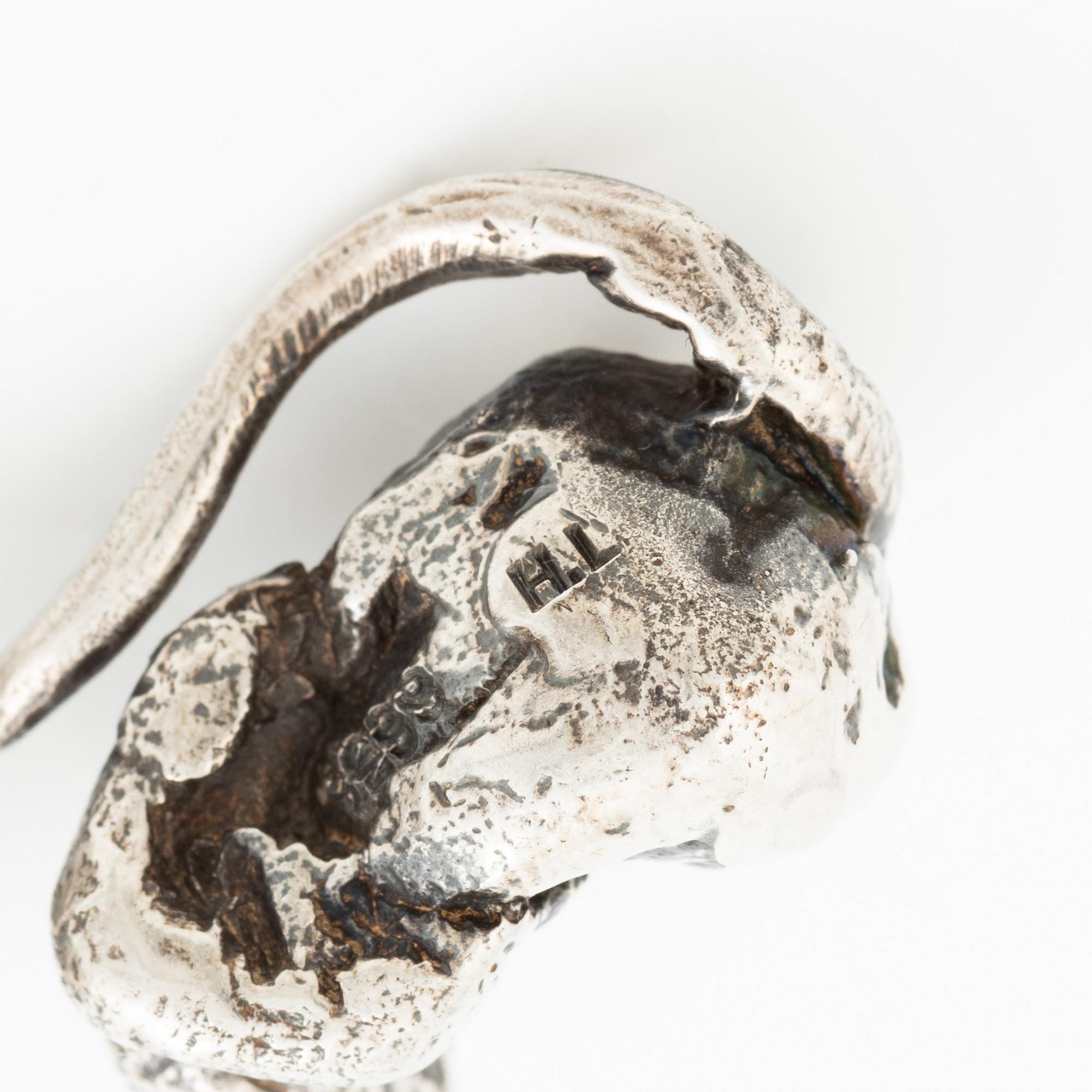 PA Lundahl-Terrs, figurines/pendants, eleven pieces, silver, in the form of animals.