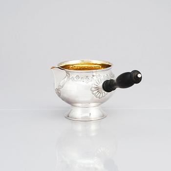 A Danish parcel-gilt silver saucepan, mark of Christian Werum, Copenhagen 1779. Fabricius hallmark.