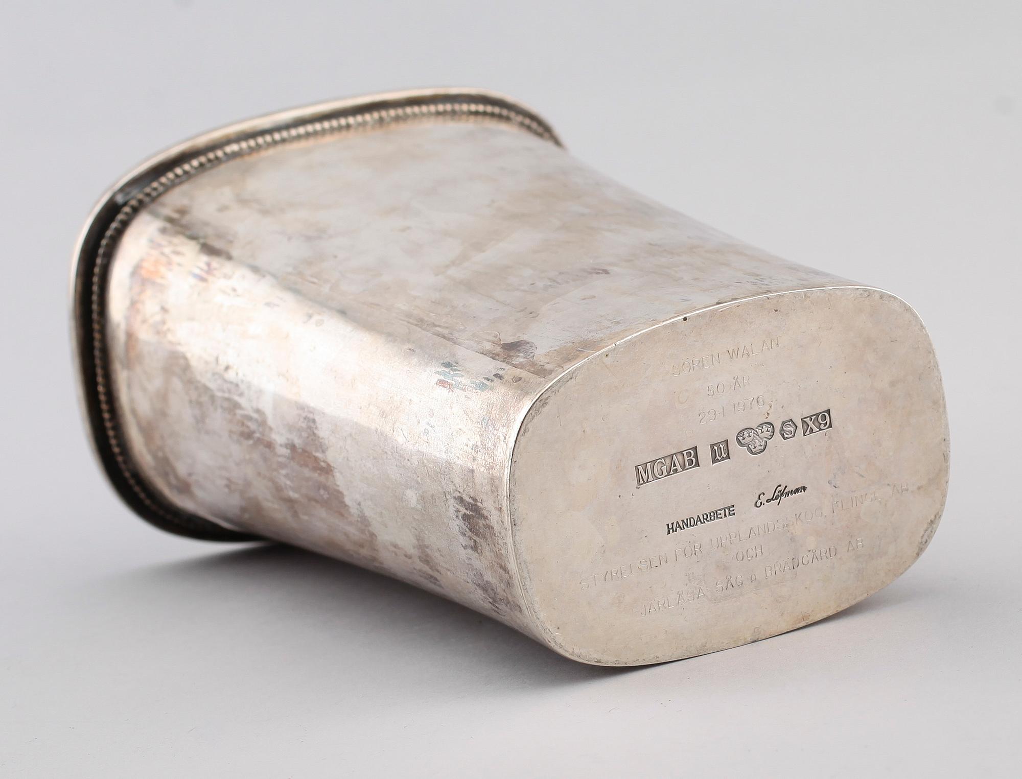 BÄGARE, silver, Eric Löfman, MGAB, Uppsala 1972. Vikt ca 498 g.