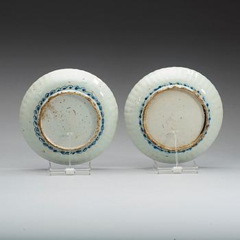 A set of two blue and white kraak dishes, Ming dynasty Wanli (1572-1620).