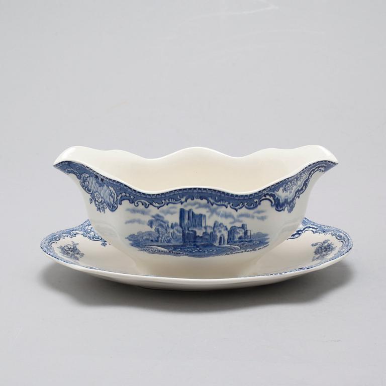 64 pieces of earthenware tableware, model "Old Britain Castles" by Johnson Bros, England, first half of the 20th century.