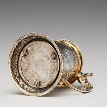 Simon Wickert, dryckeskanna, silver, Augsburg (verksam 1691-1708). Barock.