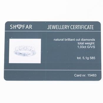 Half eternity ring in 14K white gold set with brilliant-cut diamonds.