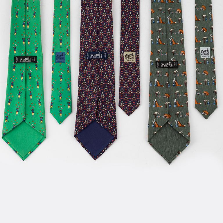 Hermès, three silk ties.