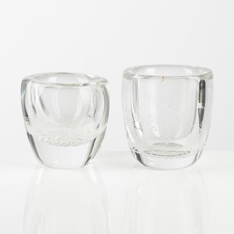 Kaj Franck, vaser, 2 st, glas, Iittala, Finland.