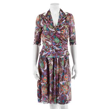 DIANE VON FURSTENBERG, patterned halterneck dress with top (size L), US size 10.