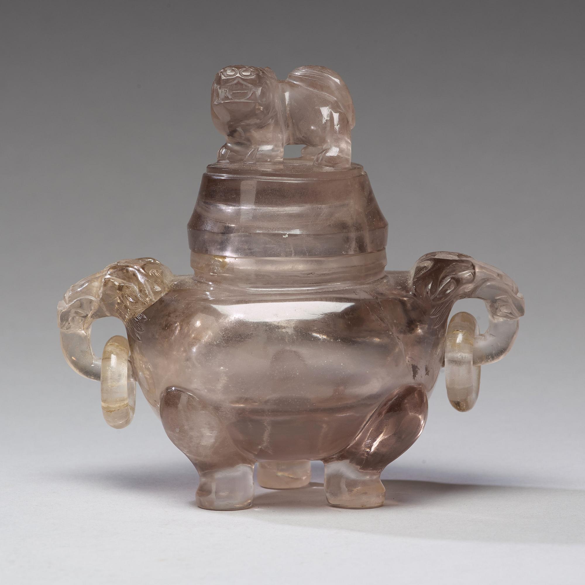 A rock chrystal censer with cover, Qing dynasty (1644-1912).