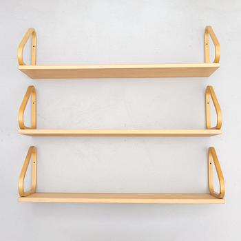 Alvar Aalto, three wall shelves, model 112B, Artek, Finland, late 20th century.