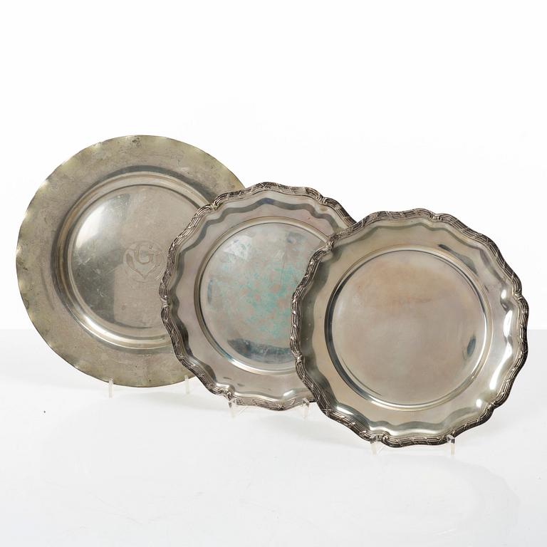 Three silver dishes, Sweden, 1910-32.