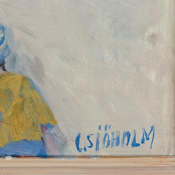 CHARLES SJÖHOLM, olja på pannå, signerad.