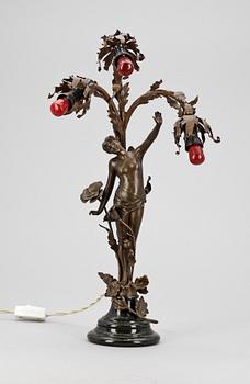 BORDSLAMPA, brons och mässing, jugend, 1900-talets början.