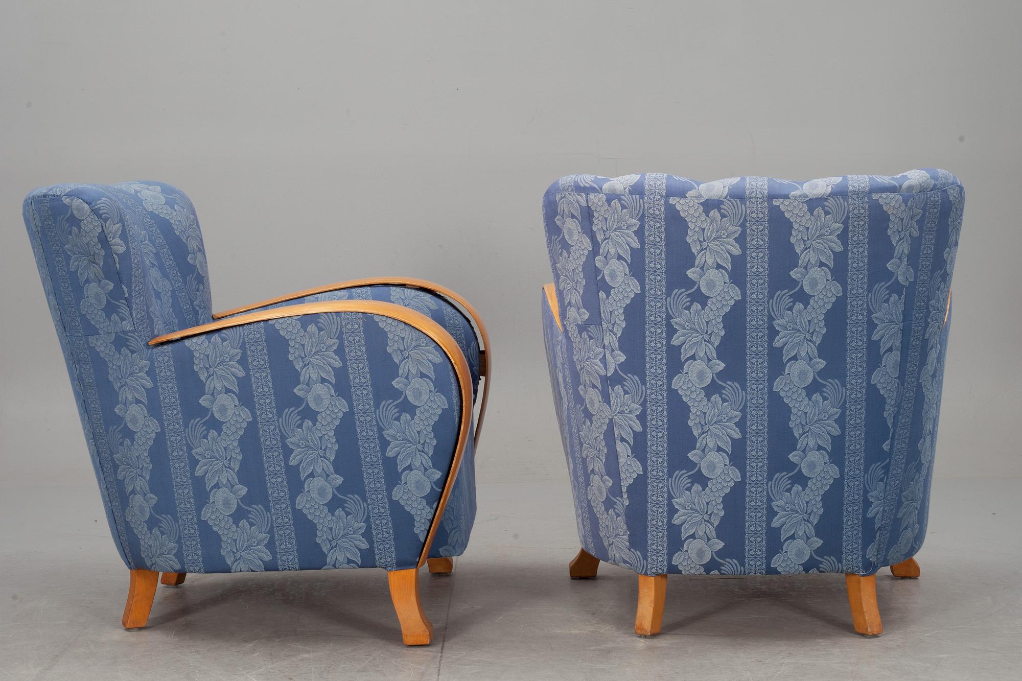 FÅTÖLJER, ett par, Art deco, 1900-talets första hälft.