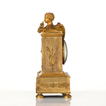 A French Empire ormolu mantel clock, early 19th century.