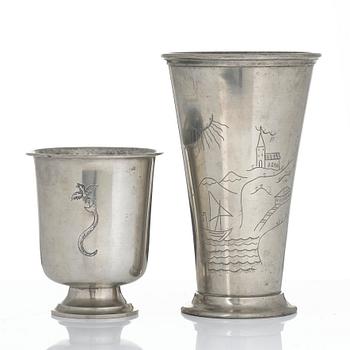 Nils Fougstedt, a set of two vases, Firma Svenskt Tenn, Stockholm, 1927-28.