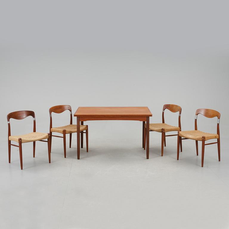 MATBORD samt STOLAR, 5 st, sannolikt Nils Ole Møller, Danmark, 1960-tal.