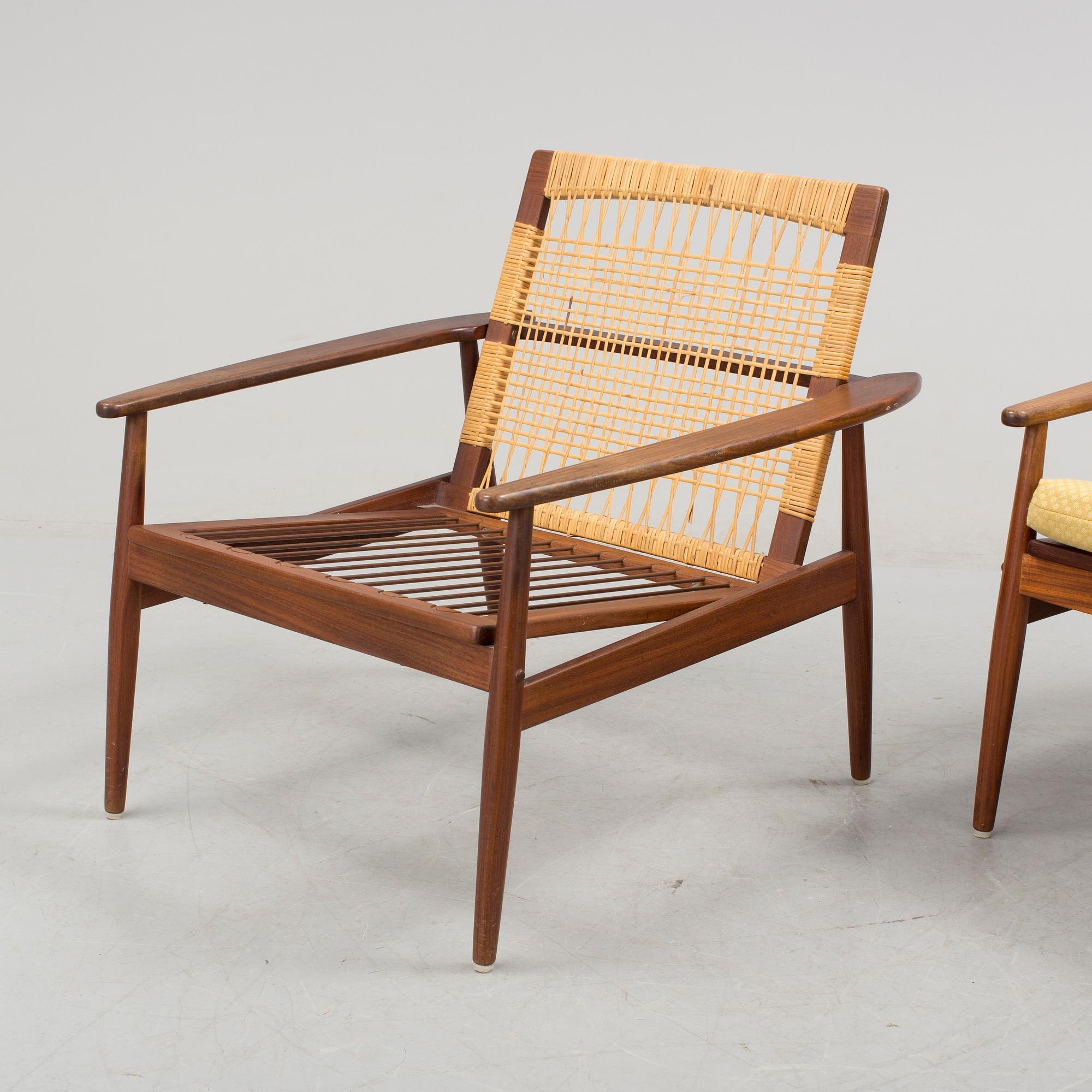 A pair of armchairs by Hans Olsen, Juhl Kristensen, Denmark.