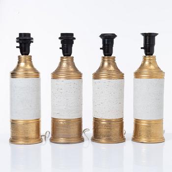 Bordslampor, 4 st, Bitossi för Bergboms, 1900-talets andra hälft.