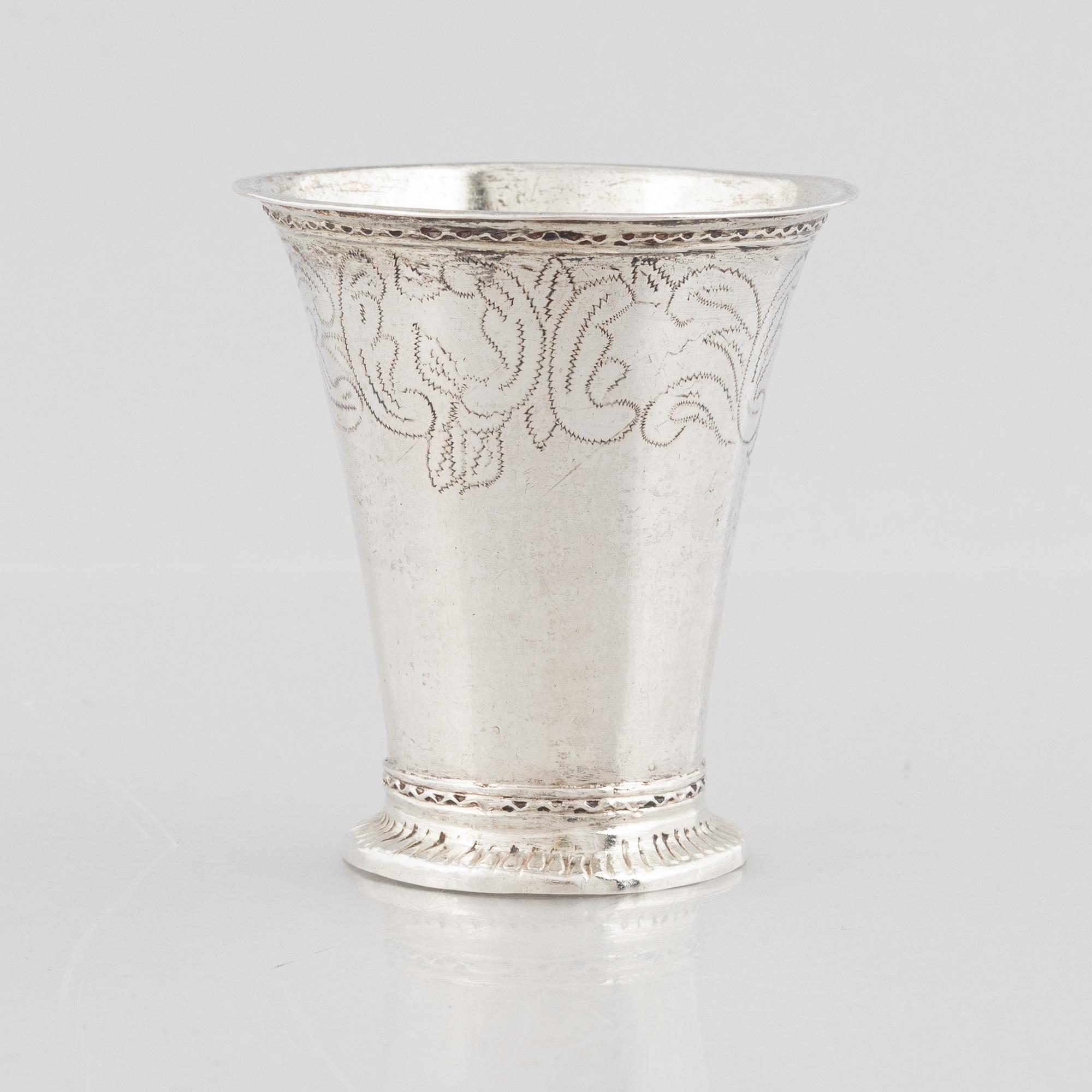 Daniel Lundström, silver, bägare, Stockholm 1770. Rokoko.
