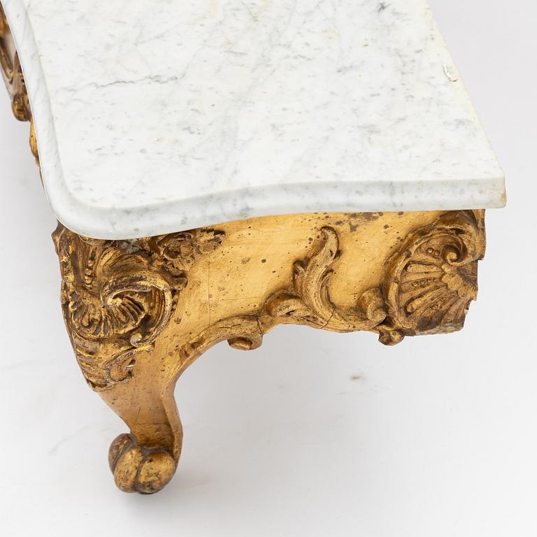 Mirror with console table, Rococo-revival, circa mid-19th century.