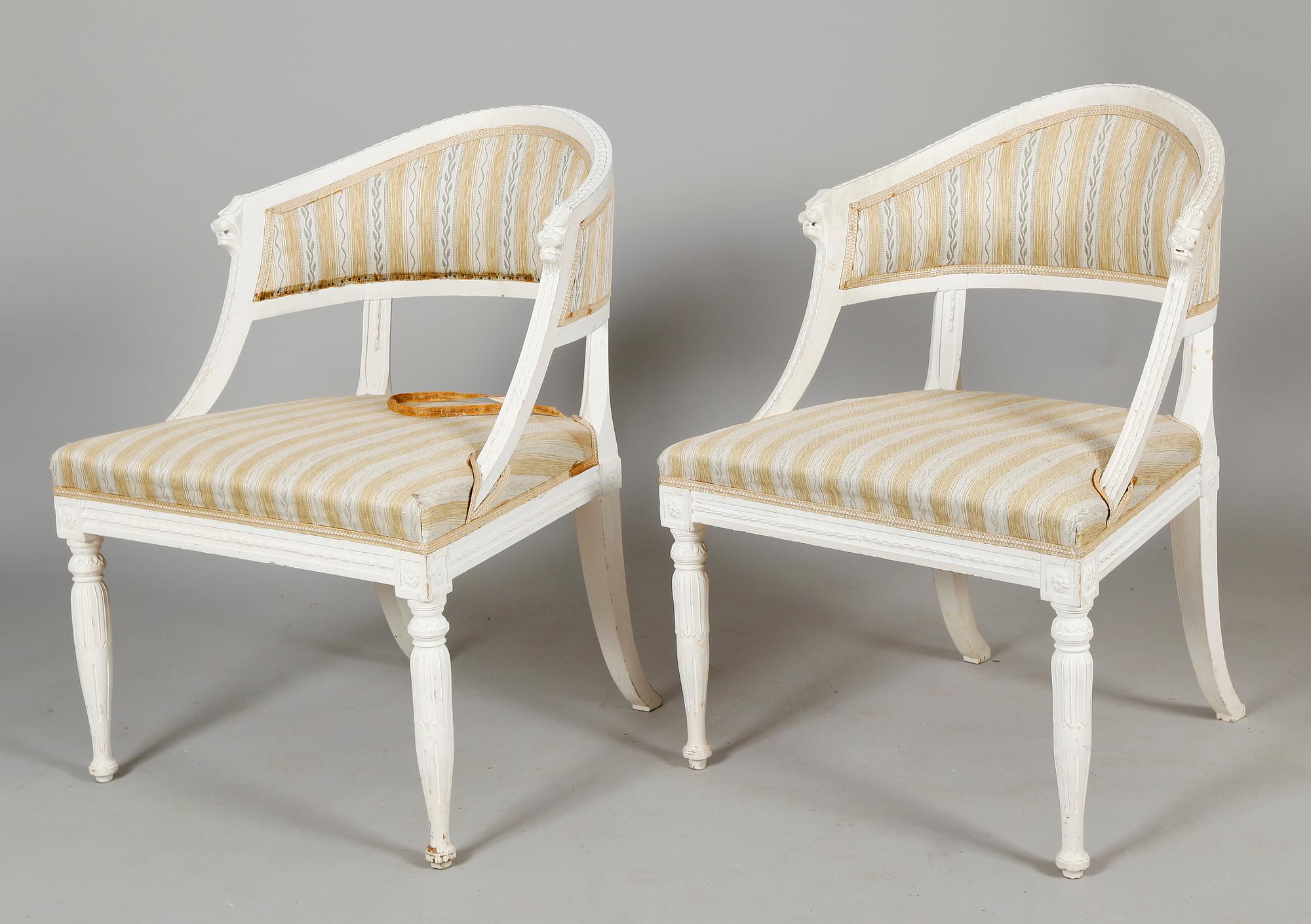 BALJFÅTÖLJER, 1 par, sengustaviansk stil, 1900-talets första hälft.