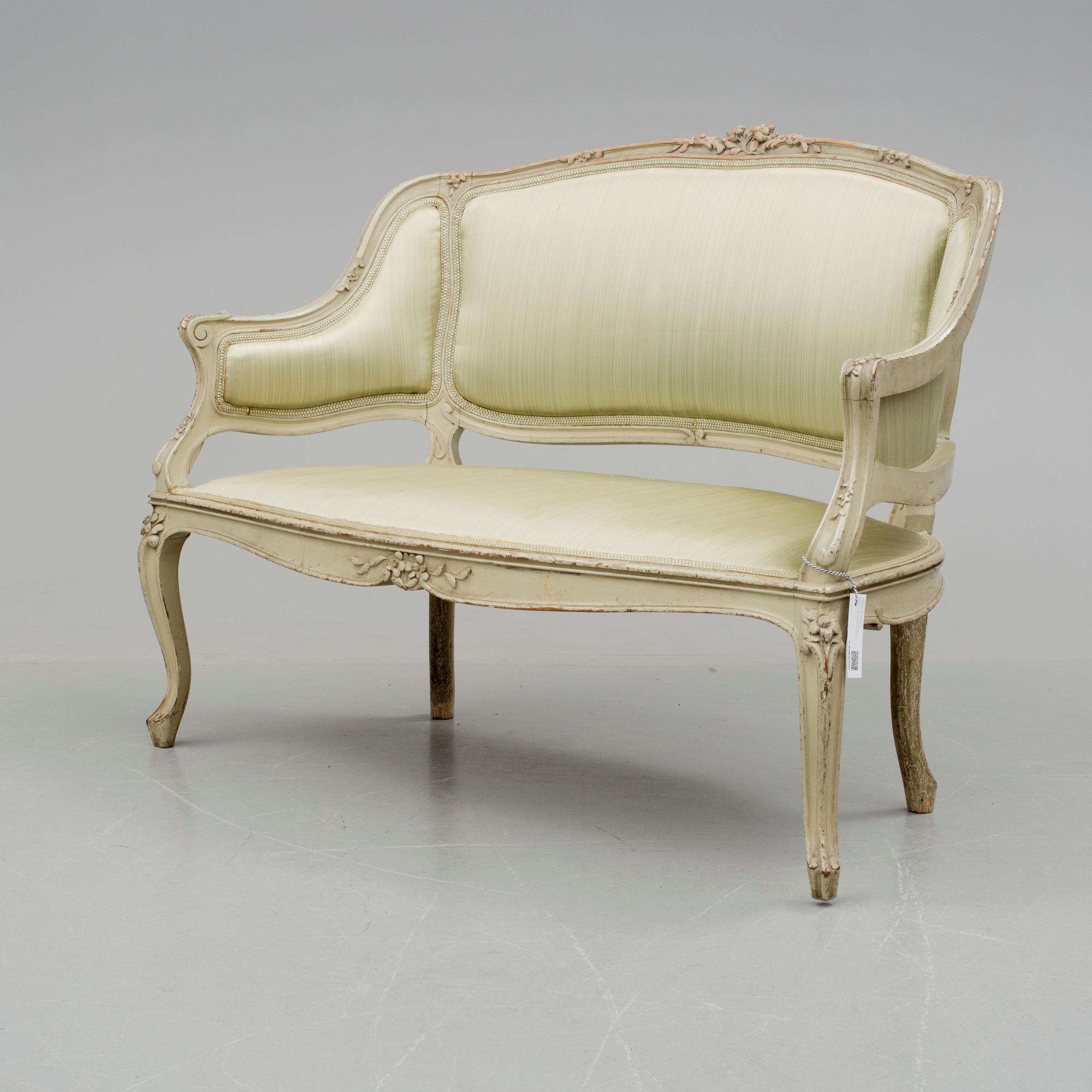 SOFFA OCH STOLAR, 3 delar, rokokostil, omkring år 1900.