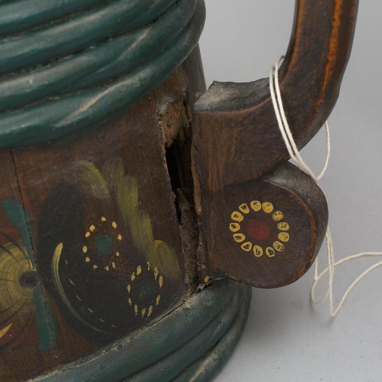 Three painted wooden jars from the 19-20th century.