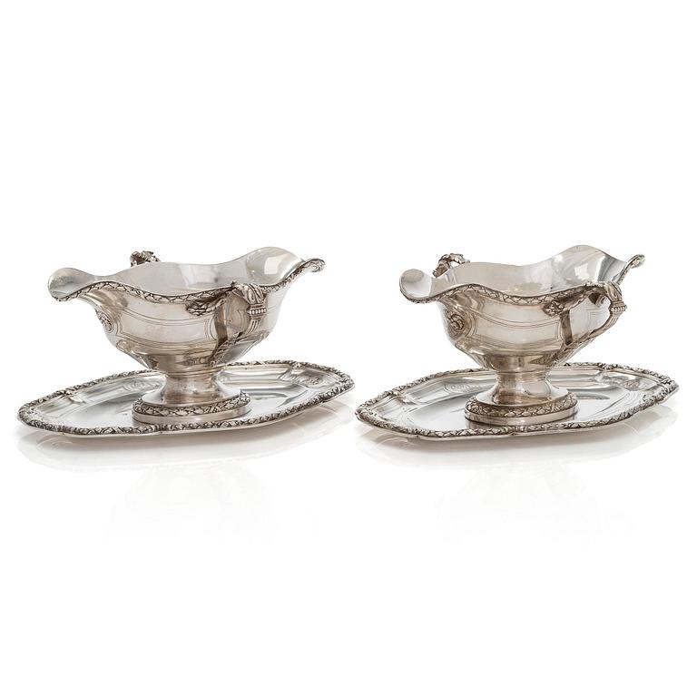 A pair of Boin-Taburet silver sauceboats, Paris 1870s-90s.