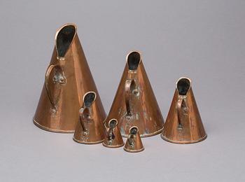 MÅTTSATS, 6 st, koppar. 1800/1900-tal.