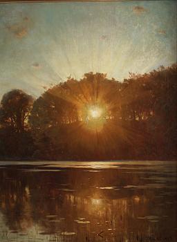 Peder Mork Mönsted, Sunset over a lake.