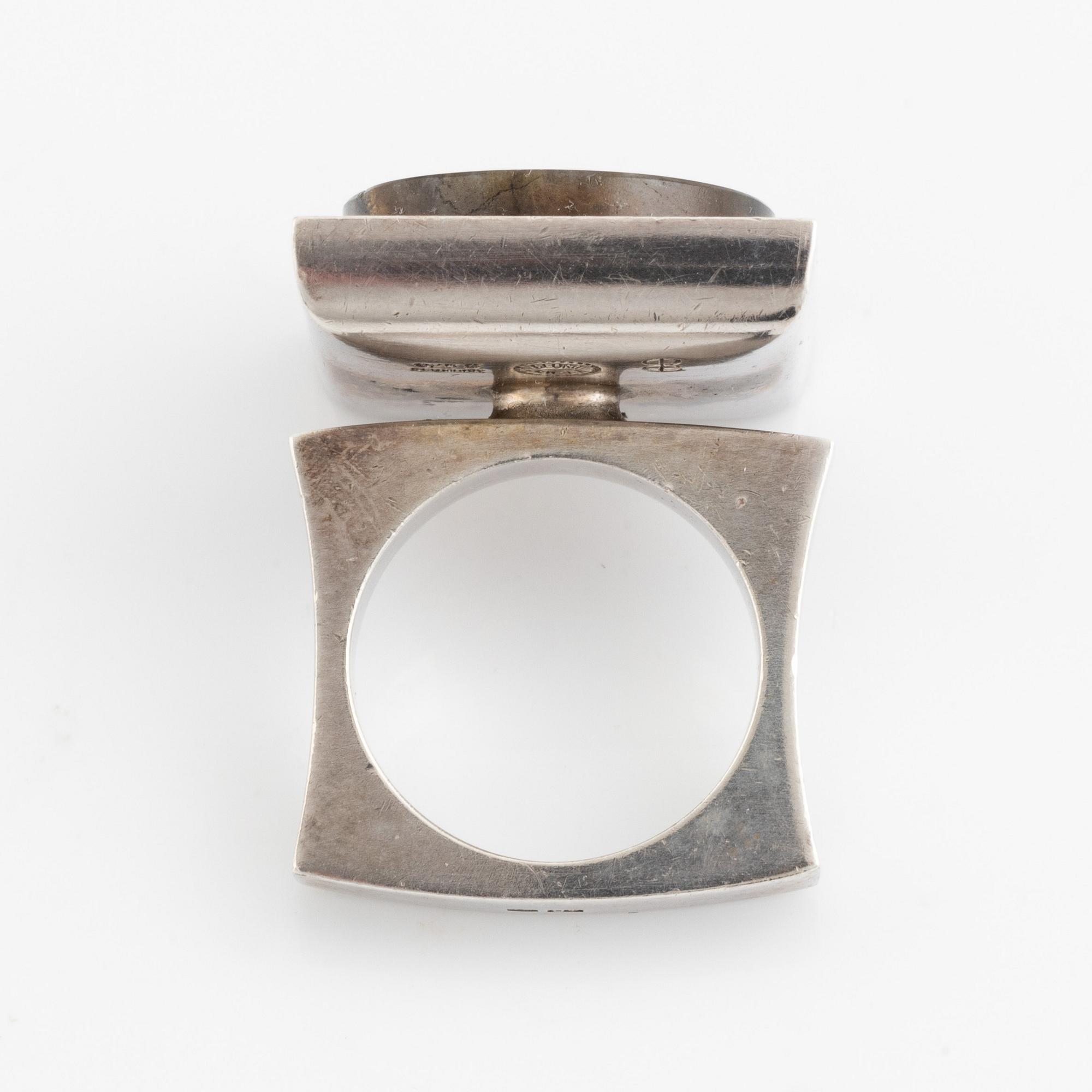 Bent Gabrielsen, Georg Jensen, ring, silver with labradorite disc, Denmark 1960's.