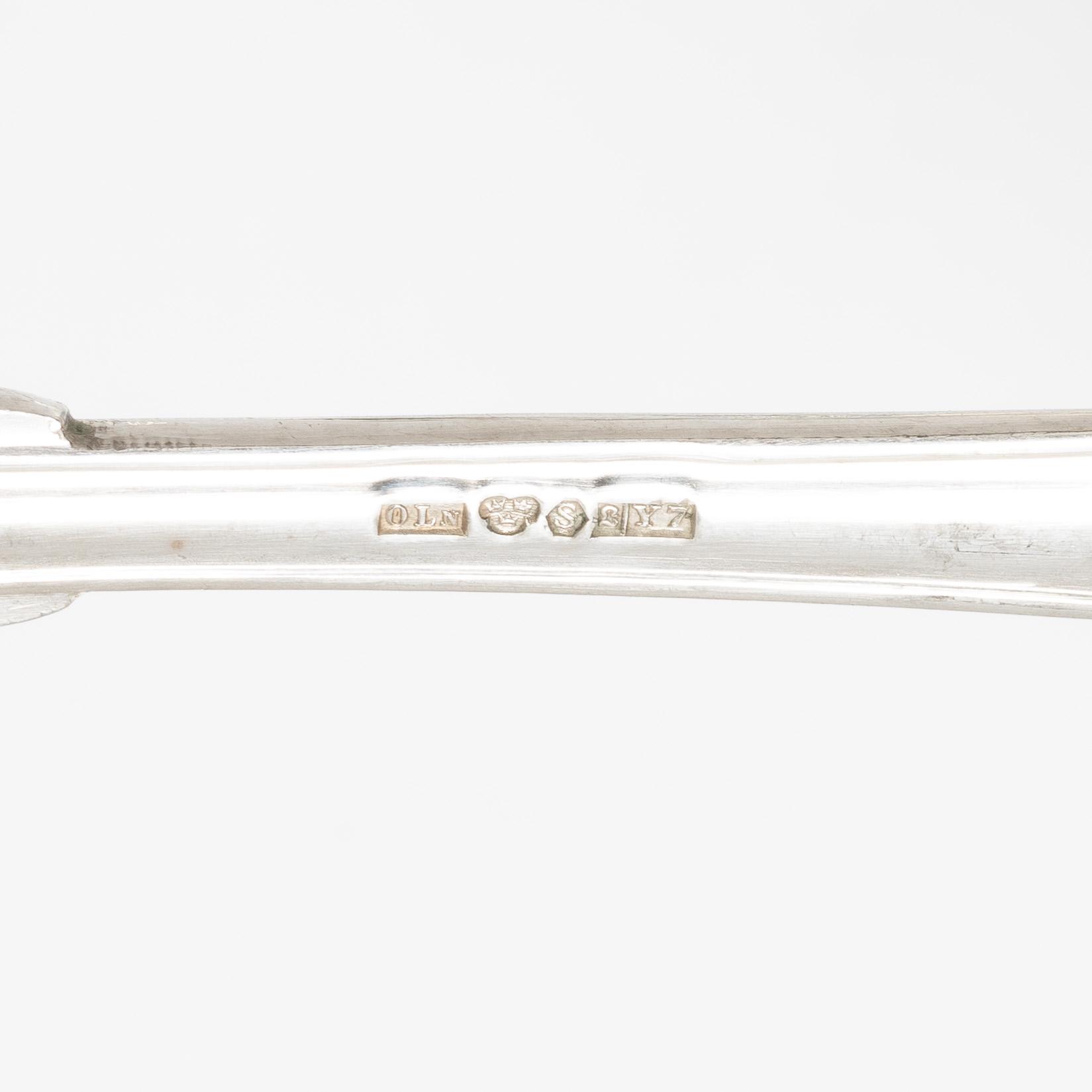 24 pieces of silver spoons, Swedish pointy model, by Otto Larsson, Landskrona, Sweden, 1925.
