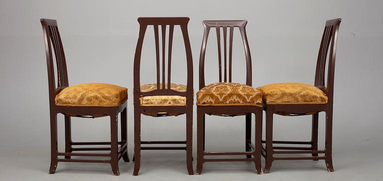 MÖBLEMANG, 8 delar, jugend, stämpel Puuteollisuusliike J. Järveläinen, Raumo, Finland 1906.