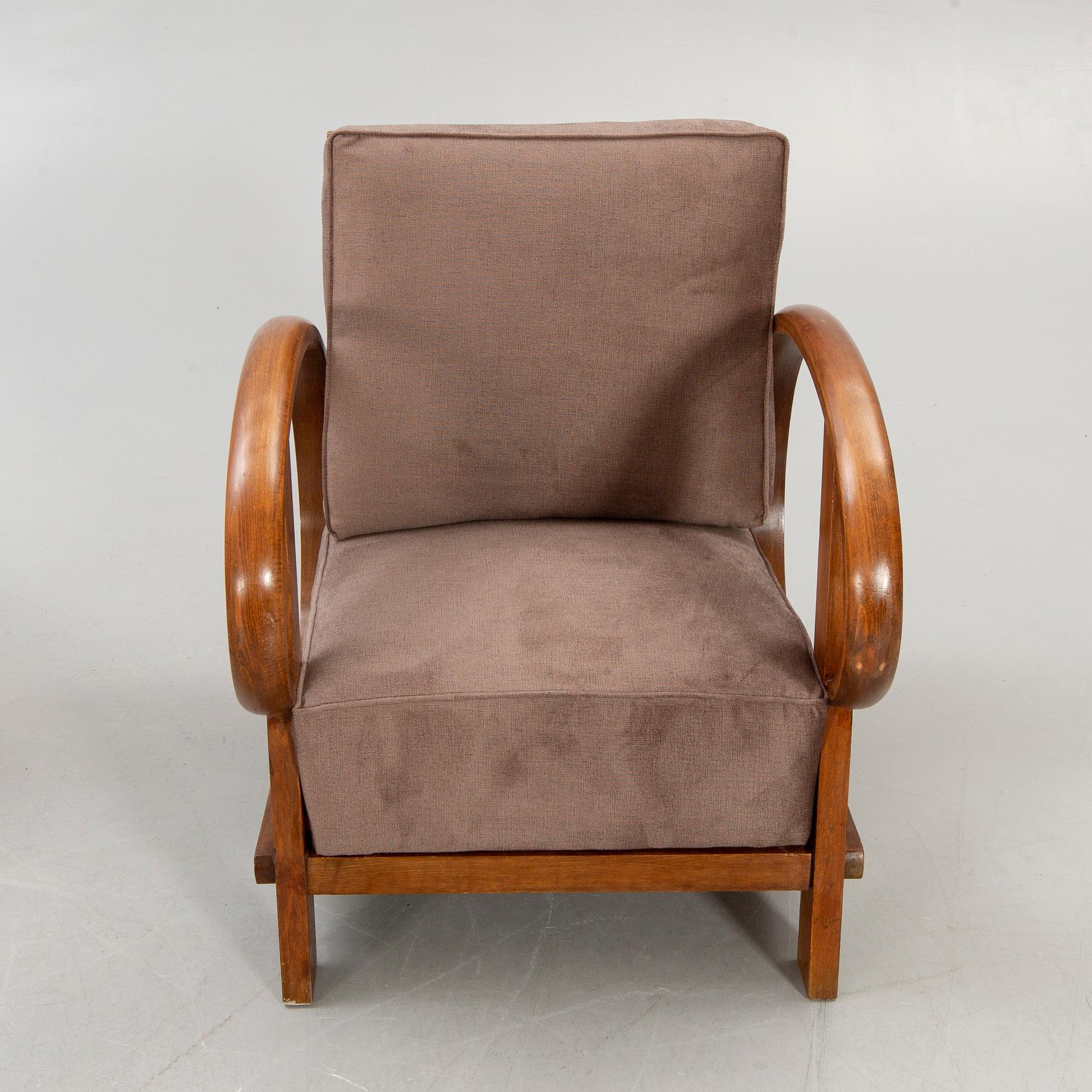 A pair of Art deco easy chairs.