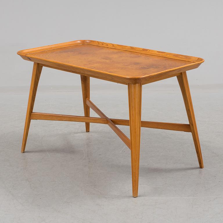 An oak and burr birch coffee table, 1940's.