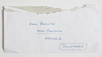 LETTER from Ingmar Bergman to his daughter Anna in Stockholm, dated Karlaplan 10, 19.2.(19)99. Envelope enclosed.