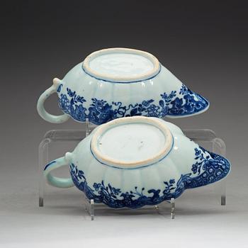 Two blue and white sauce boats, Qing dynasty, Qianlong (1736-95).