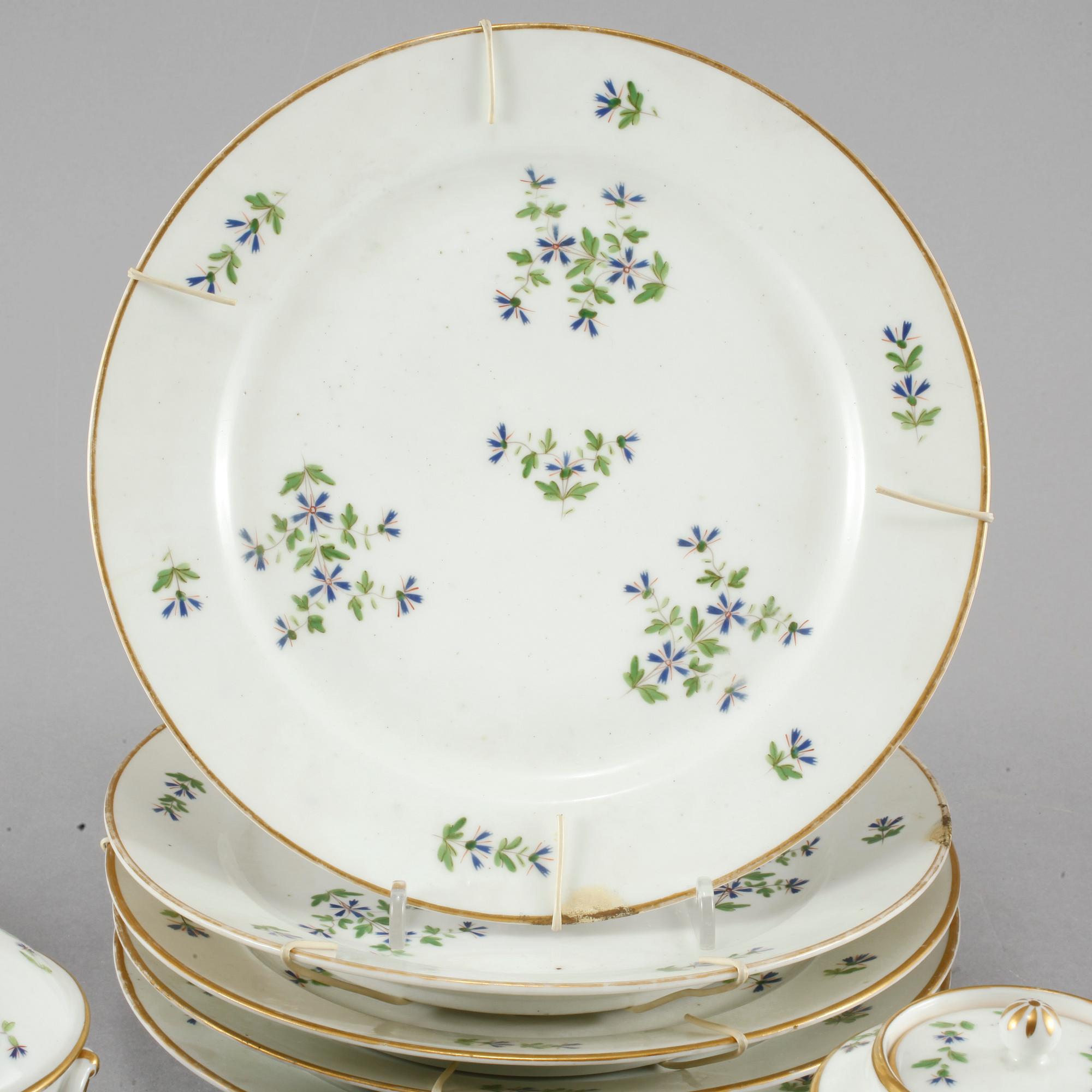 SERVISDELAR, 8 st, porslin, 1800-tal.