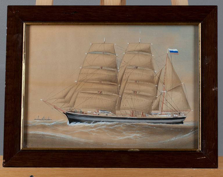 KAPTENS TAVLA gouache, monogramsignering.