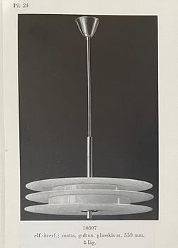 Harald Notini, a ceiling lamp model 10307, Arvid Böhlmarks Lampfabrik, Stockholm, 1930s.
