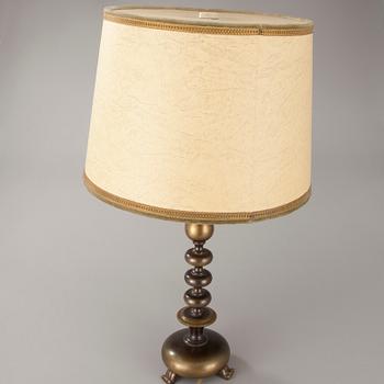 BORDSLAMPA, metall, 1930-40-tal.