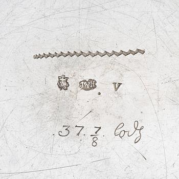 Johan Wilhelm Helleday, jordgubbsskål, delvis förgyllt silver, Stockholm 1709.