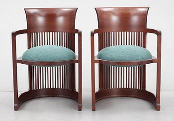 KARMSTOLAR, ett par, Frank Lloyd Wright, Cassina, 1980-tal.