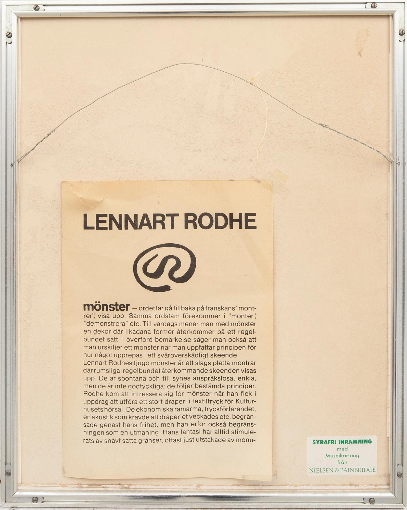 Lennart Rodhe, color screenprint, 1976, signed 22/50.