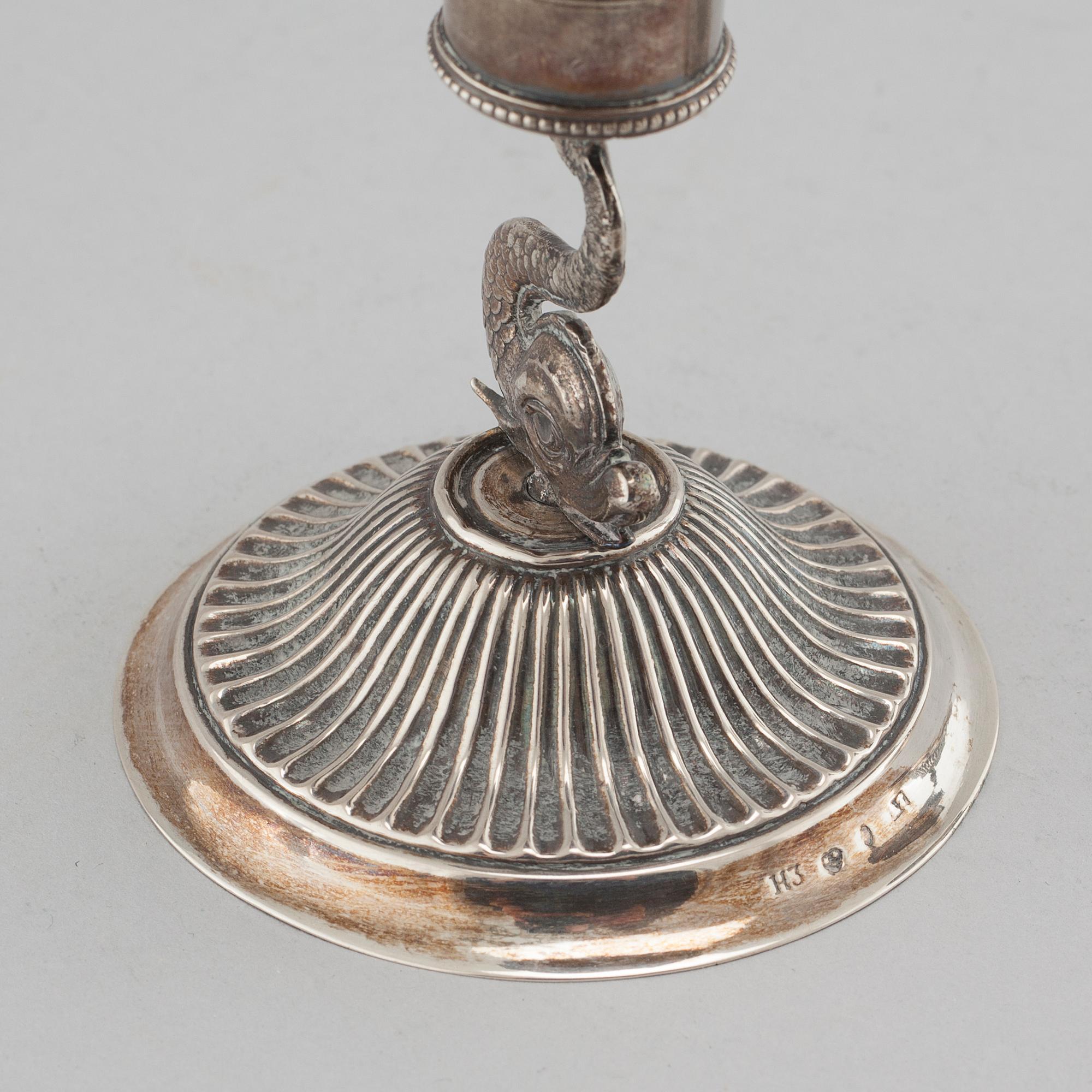 a pair of silver candlesticks, Stockholm, 1814.