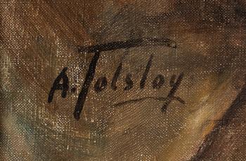 Alexander Tolstoy, At the spinning wheel.