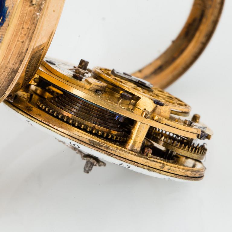 J S Patron, fickur, guld, stenar och emalj, Geneve omkr 1800.