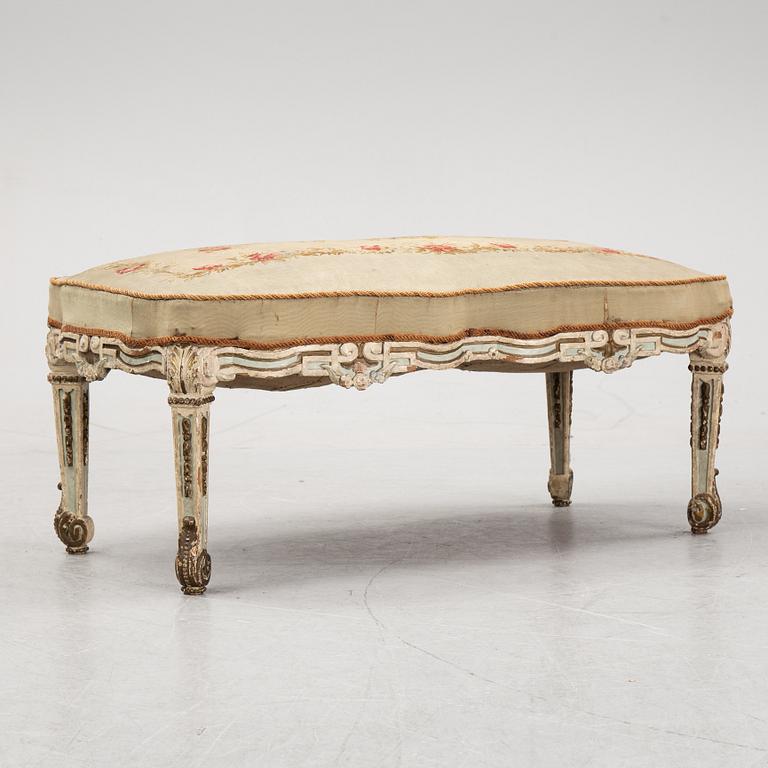 A Louis XVI-style bench, late 19th century.