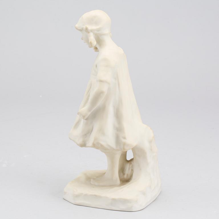 ALICE NORDIN, figurin, parian "Lyssnande flicka" Gustavsberg 1914-1926.