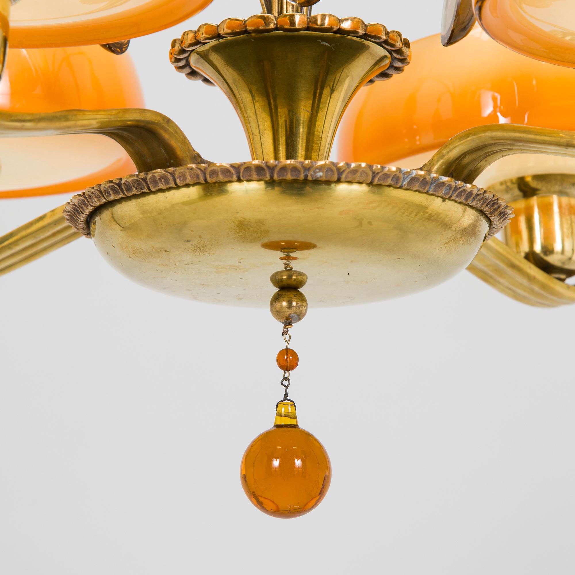 Paavo Tynell, taklampa modell 1253/4, Taito, 1930-tal.